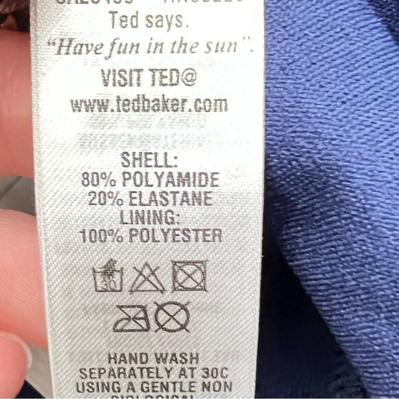 NWT Ted Baker 3 navy blue halter style one piece swimsuit size 8 B108 - Picture 5 of 6